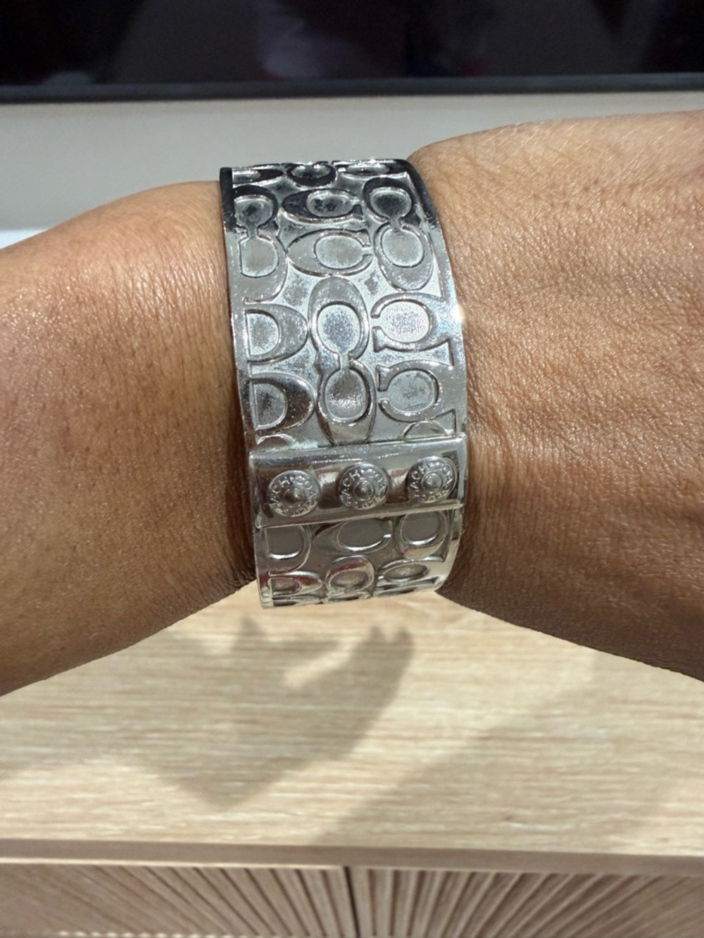 Coach Silver-Tone Engraved Cuff Bracelet - Picture 2 of 4